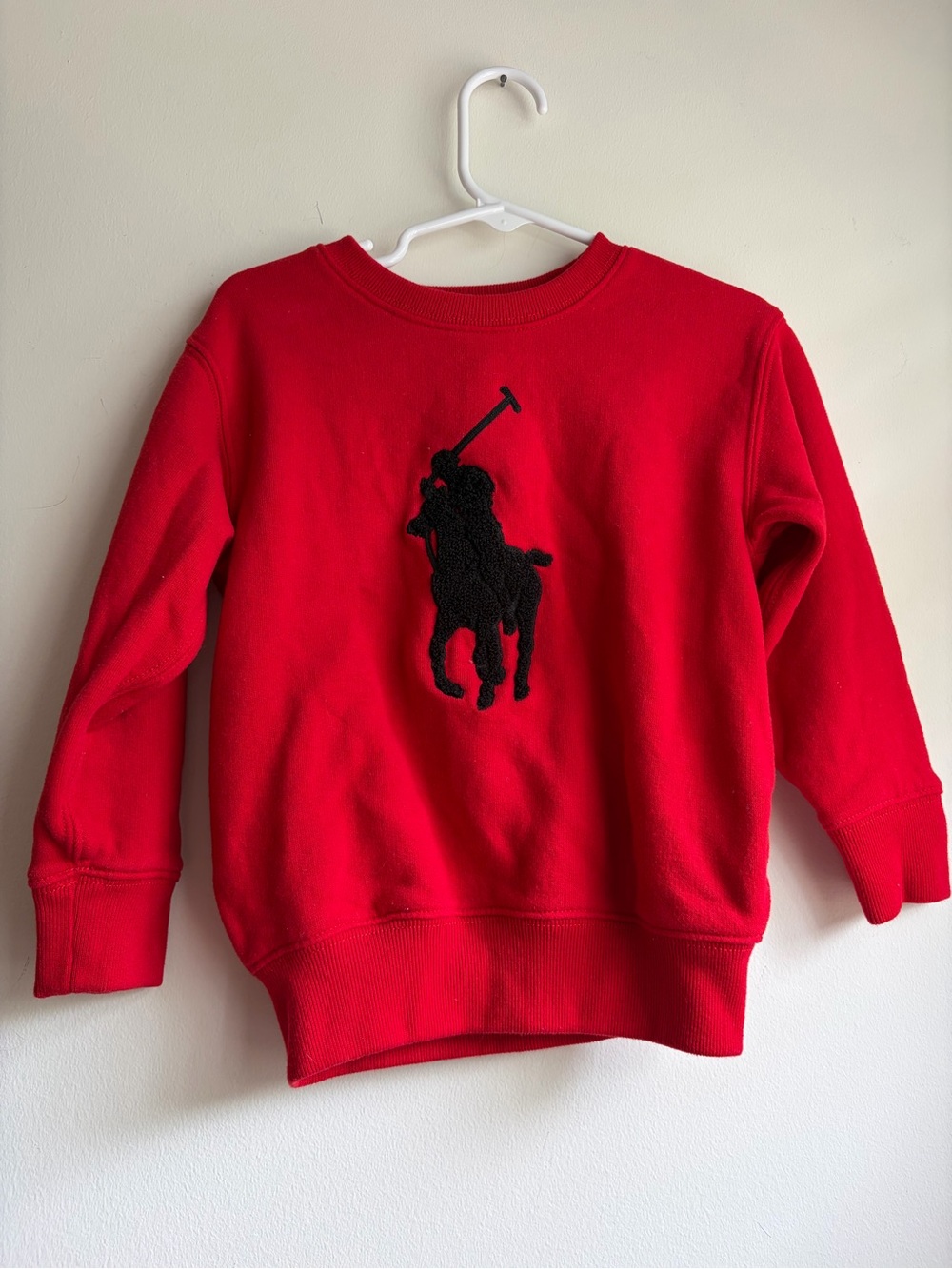 Polo Ralph Lauren Red Black Big Pony Crew Neck Sweatshirt Unisex Size 3T EUC